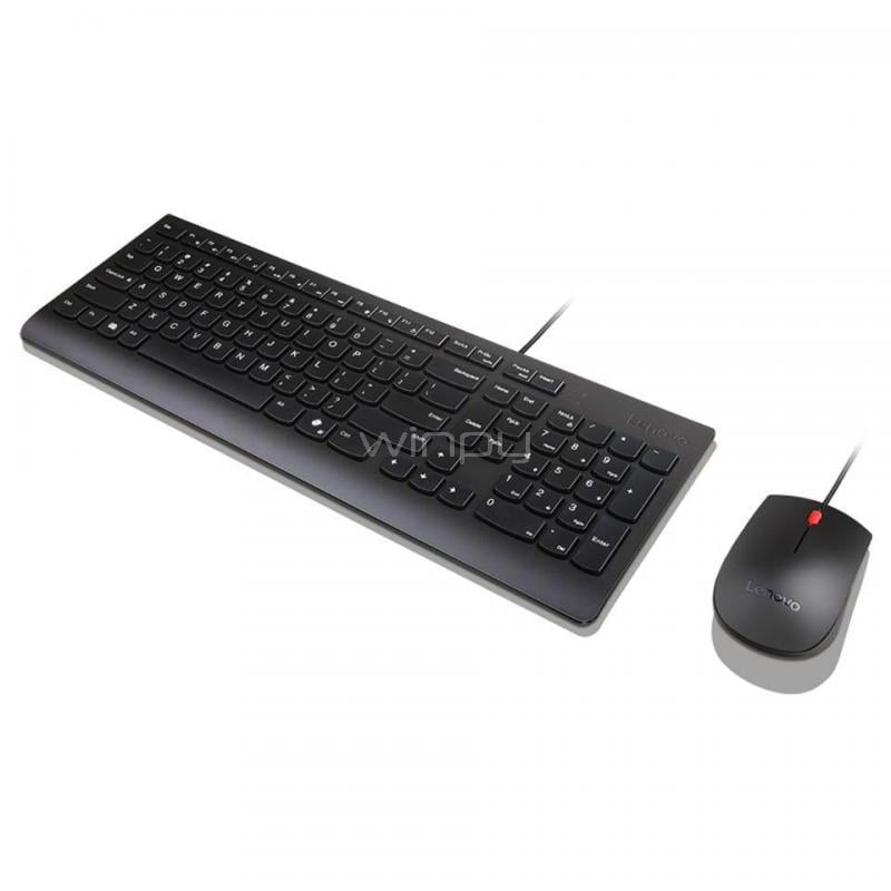 Kit de Teclado y Mouse Lenovo Essential Wired Combo (Espa&ntilde;ol, USB, 1600DPI, Resistente a derrames)