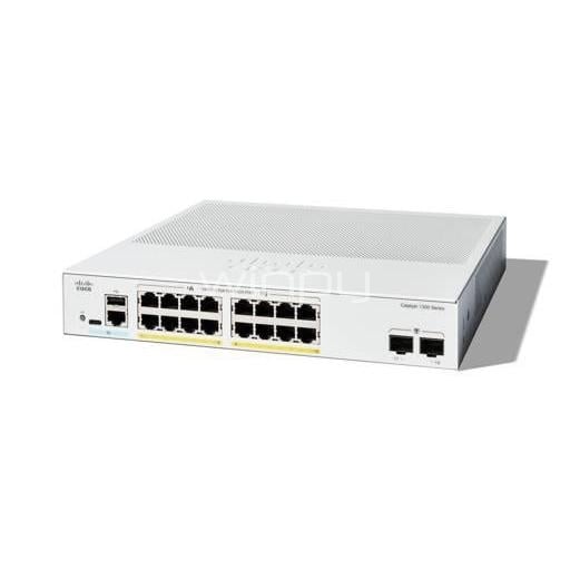 Switch Cisco Catalyst 1300-16P-2G (16x GE, PoE+, 2x SFP, Gestionado)