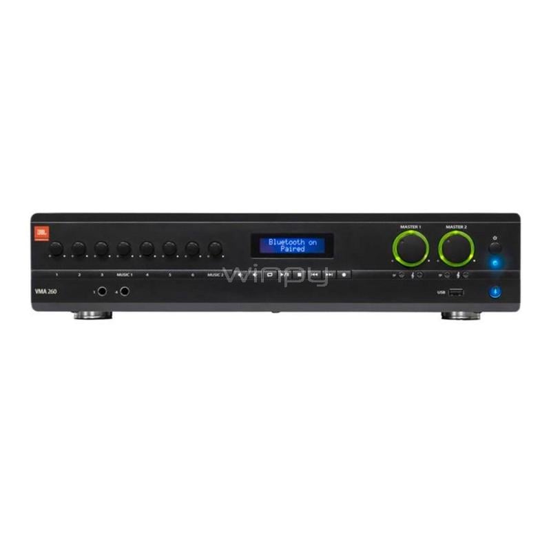 Amplificador Mezclador JBL VMA 260 (60W, 8 Entradas, 2 Salidas, USB/Bluetooth)