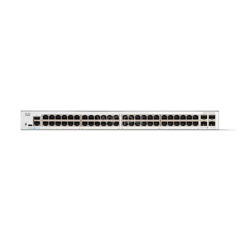 Switch Cisco Catalyst C1300-48T-4G de 48 Puertos (Gigabit Ethernet, Gestionado, L3, 4x SFP, Sin Ventilador)