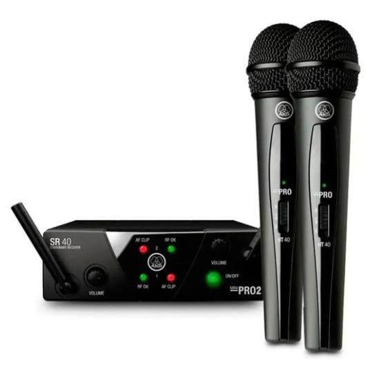 Set de Micrófonos Inalámbricos AKG WMS40 Mini Dual Vocal Set (Doble Mano, HT40 Mini, US25A/C)