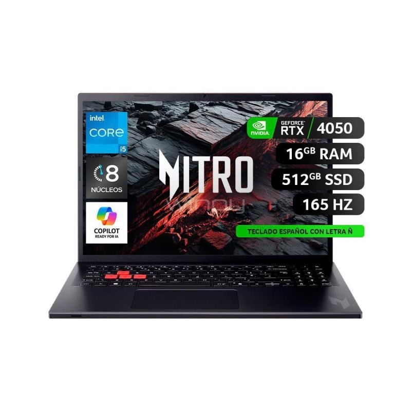 Notebook Acer Nitro V 16 de 16” (i5-13420H, RTX 3050, 16GB RAM, 512GB SSD, Win11)