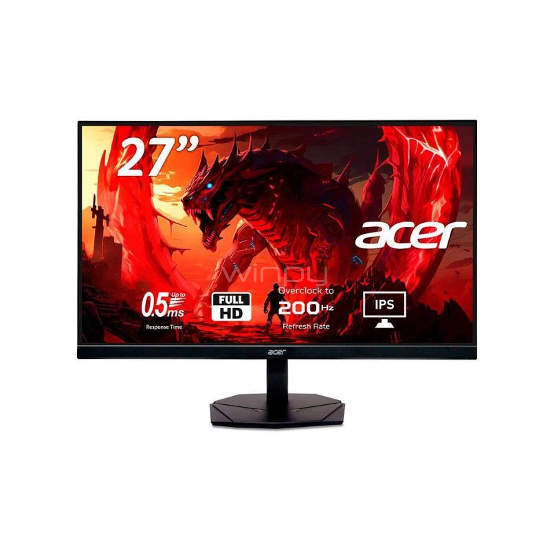Monitor Gamer Acer KG271 X1biip de 27” (IPS, Full HD, 200Hz, 0.5ms, D-Port+HDMI, FreeSync, HDR10)