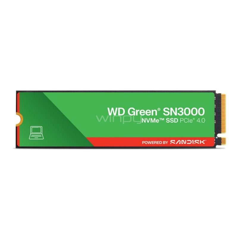 Unidad SSD Western Digital Green SN3000 de 500GB (NVMe 4.0, M.2 2280, Hasta 4000MB/s)