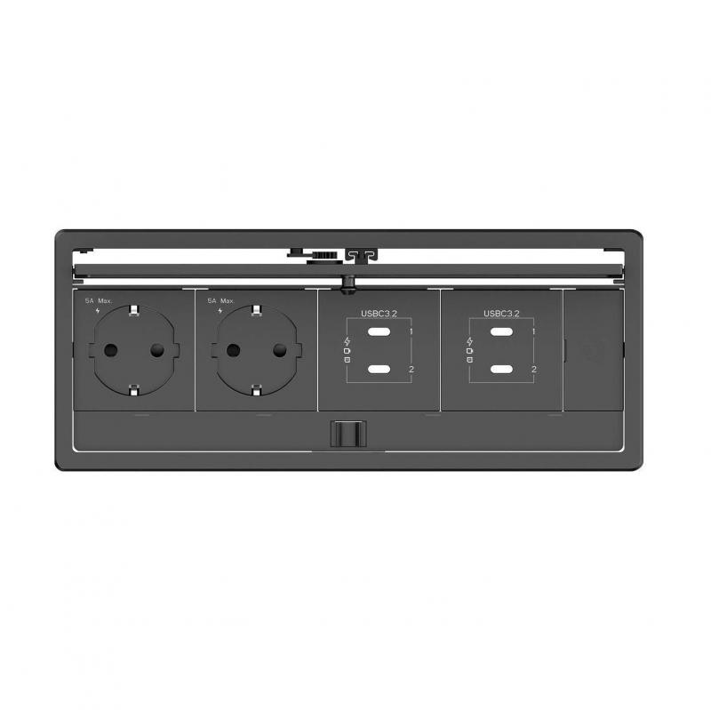 Caja de Conectividad de Mesa Kramer T-IN4-REC2 Plus (Modular, 4 Módulos, Negro)