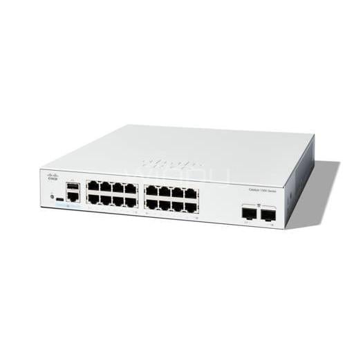 Switch Cisco Catalyst 1300 de 16 Puertos (Gigabit, 2 SFP, 36 Gbps)