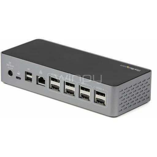 Estación de Acoplamiento StarTech USB-C (DisplayPort/HDMI x4, Ethernet, PD 100W)