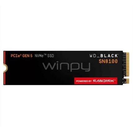 Unidad SSD Western Digital Black SN8100 de 1TB (NVMe PCIe 5.0, M.2 2280, 14.000Mbps)