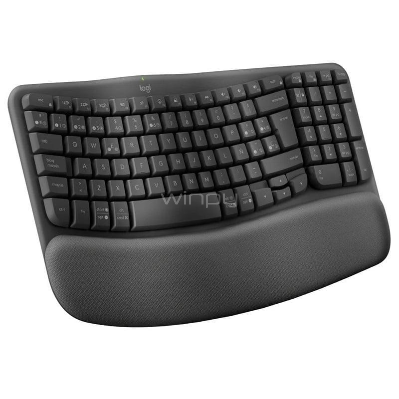 Teclado Logitech Wave Keys for Business (Ergonómico, Dongle USB, Español, Gráfico)