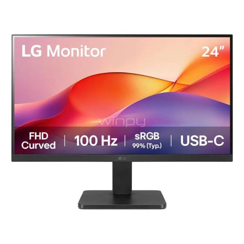 Monitor LG Curvo 24U421A-B de 23.6” (VA, Full HD, 100Hz, USB-C/HDMI, VESA)