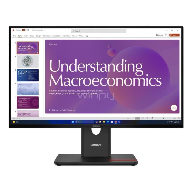 Monitor Lenovo ThinkVision T24d-40 de 24” (IPS, Full HD, 120Hz, USB-C/HDMI, VESA)