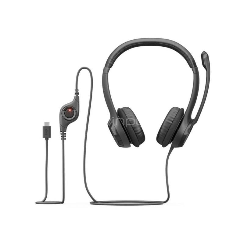 Audífonos Logitech H390 (USB-C, Micrófono, Negro)