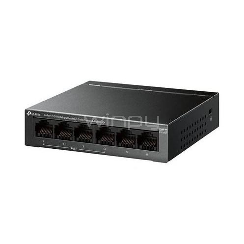 Switch TP-Link LS106P de 6 Puertos (RJ45, 10/100Mbps, Auto MDI/MDIX)