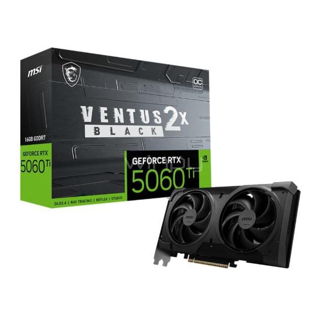 Tarjeta gráfica MSI GeForce RTX 5060 Ti VENTUS 2X OC BLACK PLUS de 16GB GDDR7
