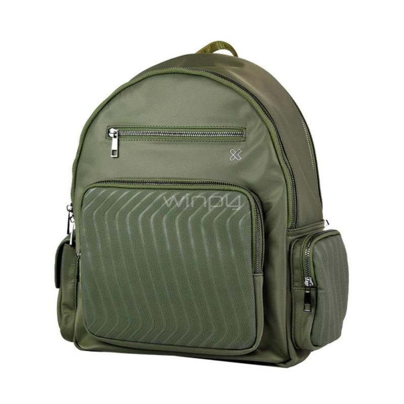 Mochila Klip Xtreme KNB-755 para Notebook de 13” (Resistente al agua, Verde)