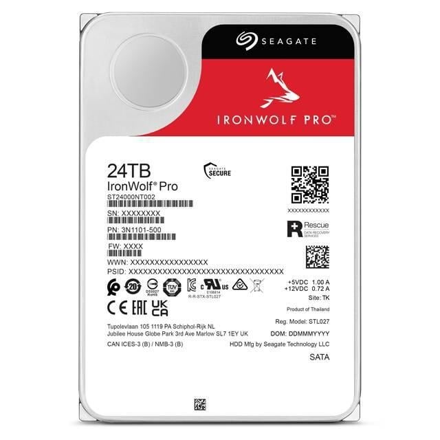 Disco Duro Seagate IronWolf Pro NAS de 24TB (3.5“, SATA, 7200rpm, Cache 256MB)