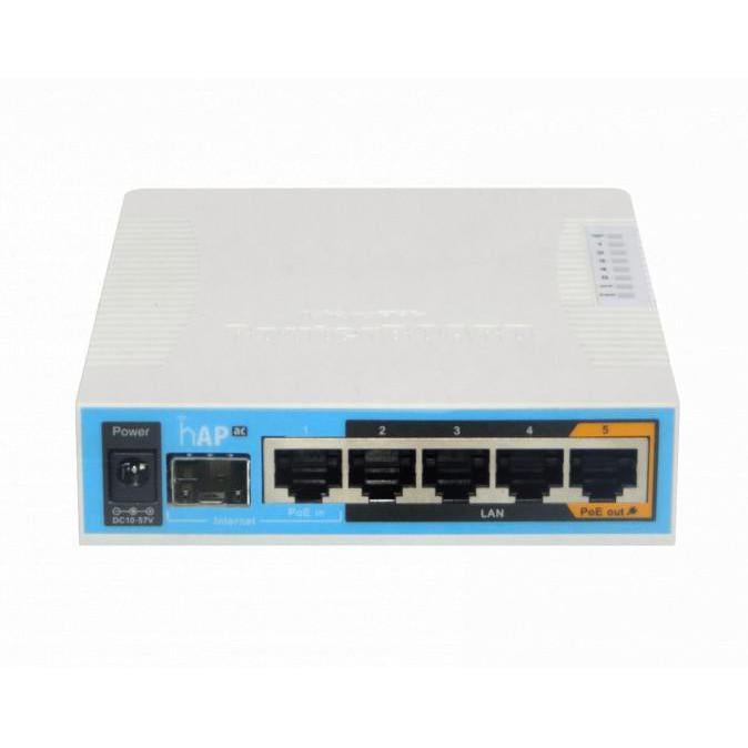 Router Mikrotik hAP ac de 5 puertos (Dual-Band AC1750, 720MHz CPU, 128MB RAM, SFP, PoE-Out)