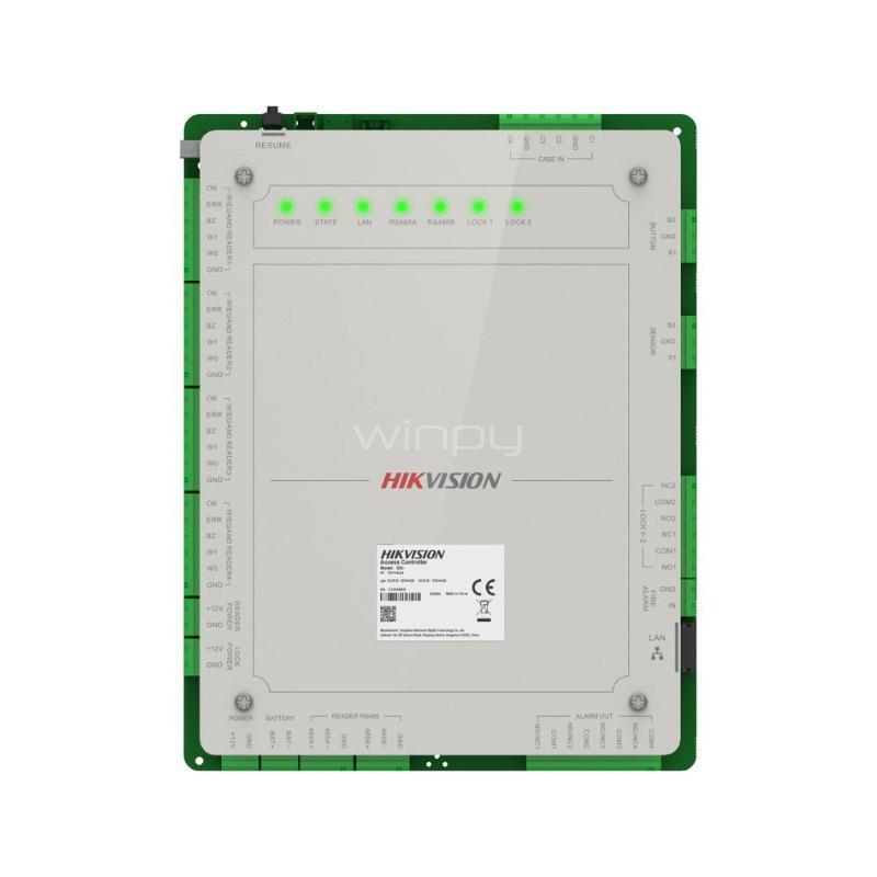 Controlador de Acceso Hikvision DS-K2622X de 2 puertas (Pro Series, Anti-Passback, Cifrado AES256/TLS)