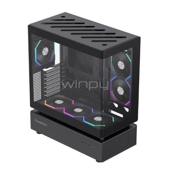 Gabinete Gamer GameMax N80 Black (Vidrio Templado Panorámico, Doble Cámara, ATX)