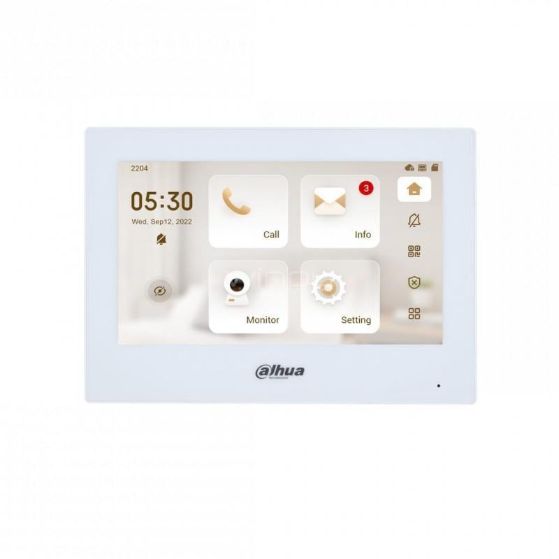 Videoportero IP Dahua DHI-VTH2621G-WP con Pantalla de 7“ (Wi-Fi, PoE, Pantalla Táctil, Blanco)