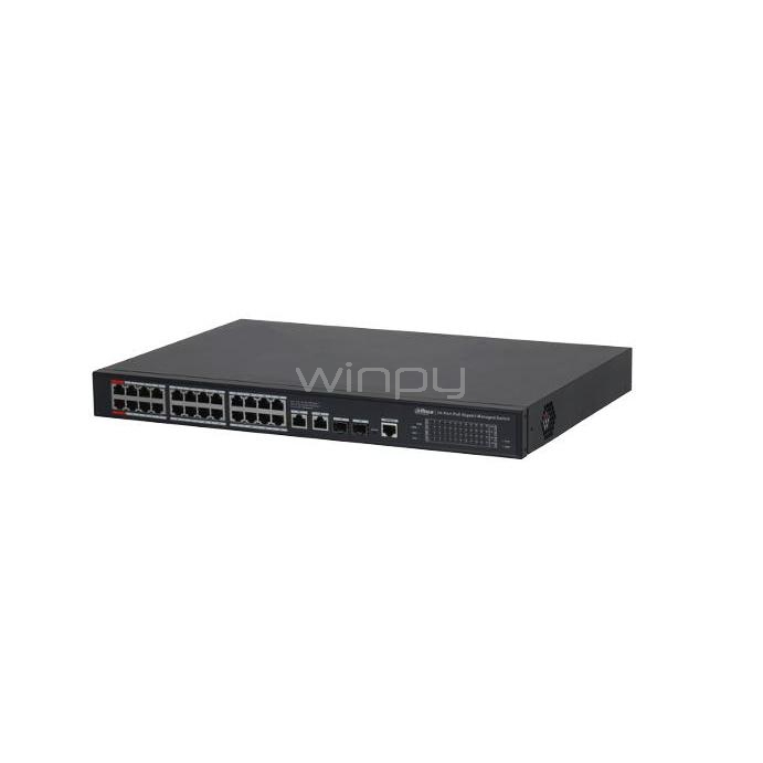 Switch Dahua DH-S4228-24GT-240 de 28 Puertos (Gestionado, SFP, 56 Gbps, PoE, 240W)
