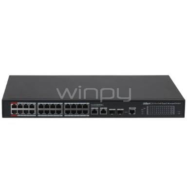 Switch Dahua DH-S4228-24GT-240 de 28 Puertos (Gestionado, SFP, 56 Gbps, PoE, 240W)