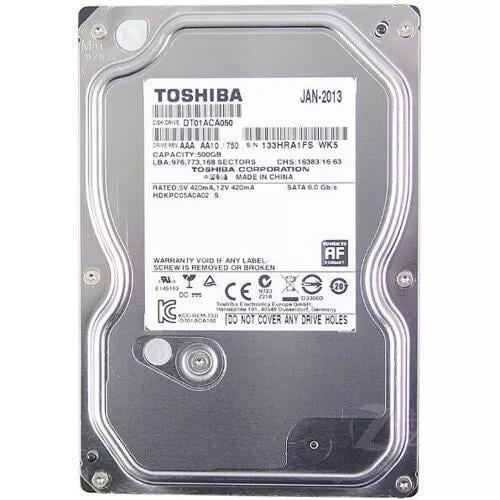 Disco Duro Toshiba de 500GB (SATA, 3.5”, 7200rpm, 32MB Cache, Usado)