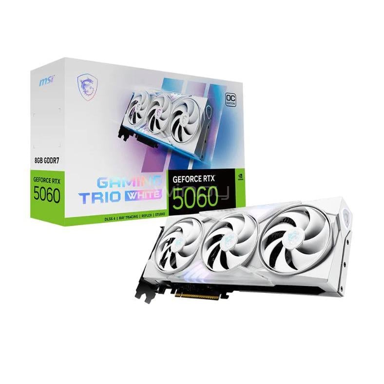 Tarjeta gráfica MSI GeForce RTX 5060 GAMING TRIO OC WHITE de 8GB GDDR7