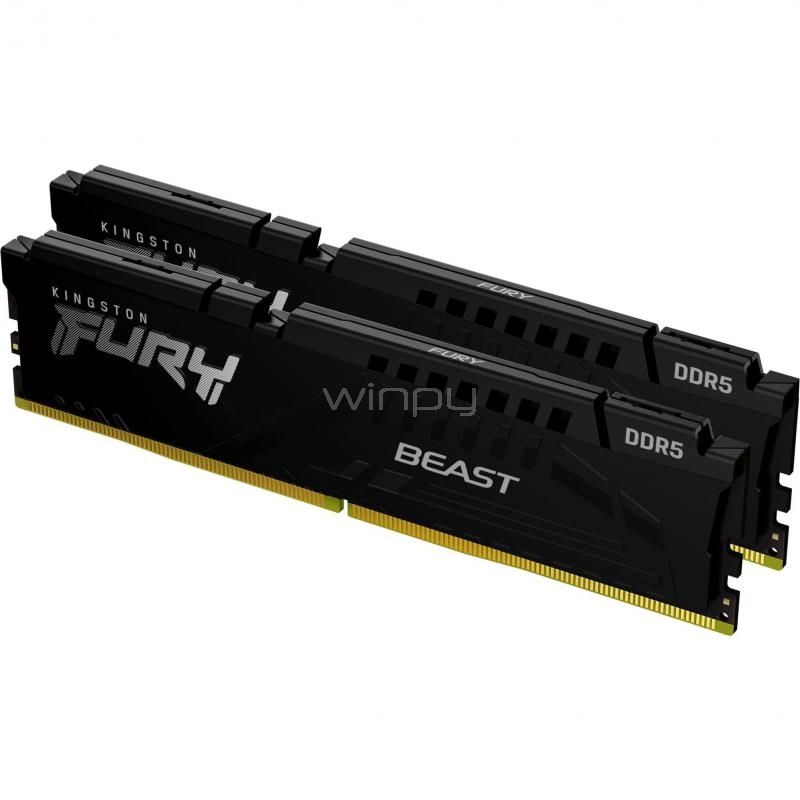 Kit Memorias RAM Kingston Fury Beast RGB de 32GB (2 x 16GB, DDR5, 6800MHz, CL34, EXPO, DIMM)