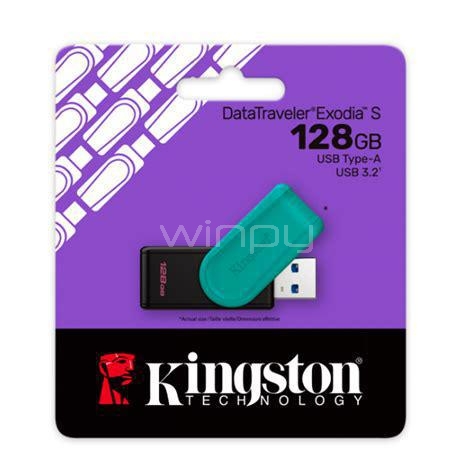 Pendrive Kingston DataTraveler Exodia S de 128GB (USB 3.2, Verde)