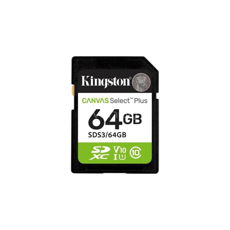 Tarjeta de Memoria SD Kingston Canvas Select Plus de 64GB (UHS-I, U3, Clase 10)