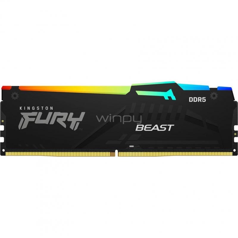 Memoria RAM Kingston Fury Beast RGB de 16GB (DDR5, 6400MHz, CL32, DIMM)