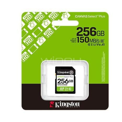 Tarjeta de Memoria SD Kingston Canvas Select Plus de 256GB (UHS-I, U1, Clase 10)
