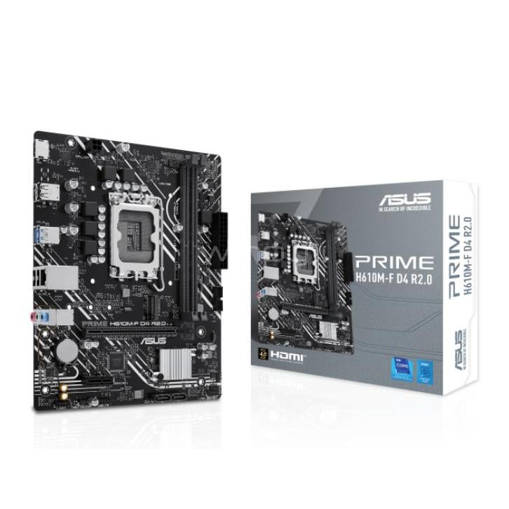 Placa Madre ASUS PRIME H610M-F D4 R2.0 (LGA1700, DDR4 3200MHz, M.2, HDMI, Micro ATX)
