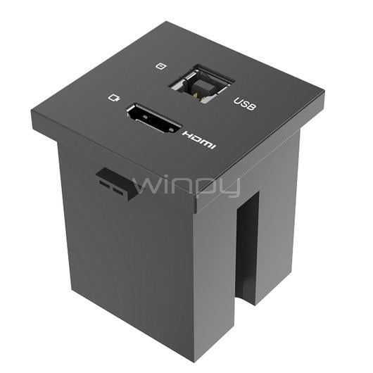 Módulo Pasivo Kramer MD-H+B/AF(B) (1x HDMI, 1x USB, Negro)