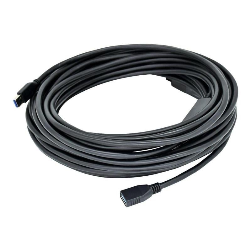 Cable Extensión USB Kramer de 3 mts (Macho a Hembra, Negro)