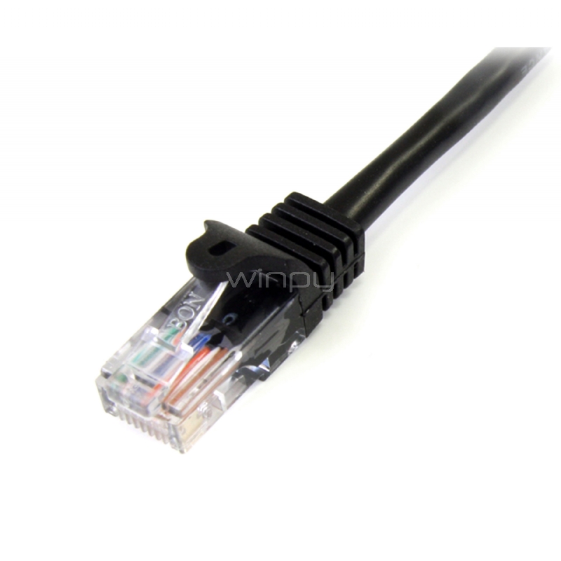 Cable de Red de 0,5m Negro Cat5e Ethernet RJ45 sin Enganches - StarTech