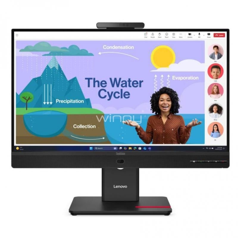 Monitor Lenovo ThinkVision T24D-4v de 23.8” (IPS, Full HD, 120Hz, DP+HDMI, Webcam Integrada, Vesa)