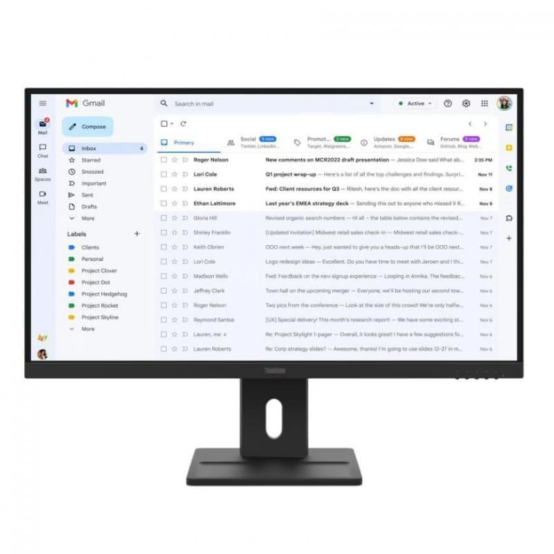 Monitor Lenovo ThinkVision E27-40 de 27” (IPS, Full HD, 100Hz, DP+HDMI+VGA, Vesa)