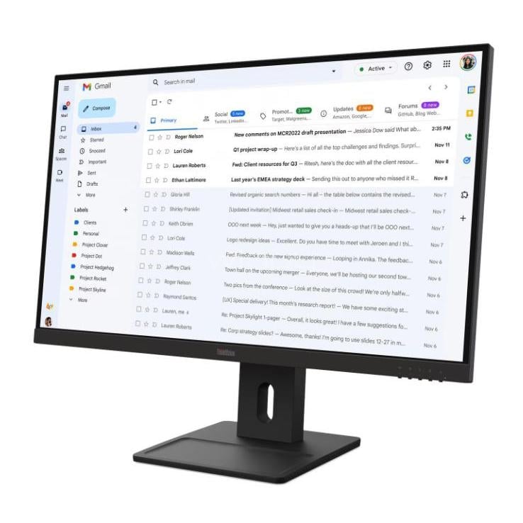 Monitor Lenovo ThinkVision E27-40 de 27” (IPS, Full HD, 100Hz, DP+HDMI+VGA, Vesa)
