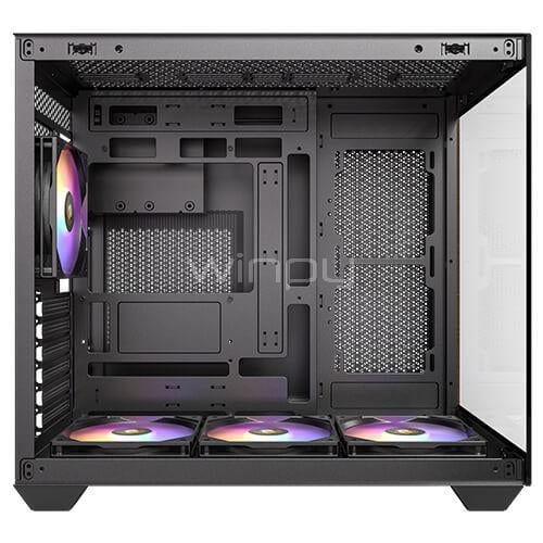 Gabinete Gamer Antec CX800 Wood ARGB (ATX, Vidrio Templado, Doble Cámara, Black/Madera)