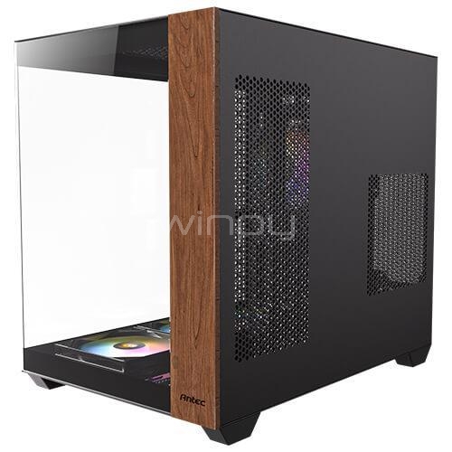 Gabinete Gamer Antec CX800 Wood ARGB (ATX, Vidrio Templado, Doble Cámara, Black/Madera)