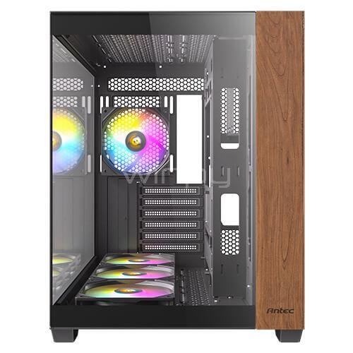 Gabinete Gamer Antec CX800 Wood ARGB (ATX, Vidrio Templado, Doble Cámara, Black/Madera)