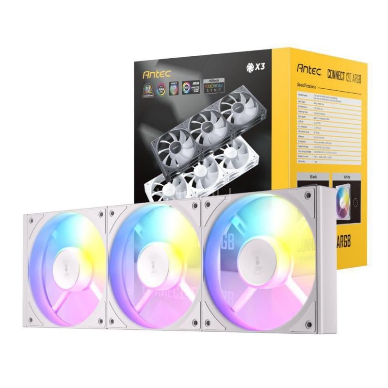 Kit Ventiladores Antec Connect 120 ARGB (3 unidades, 120mm, PWM, 1500rpm)