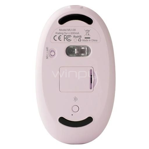 Mouse Inalámbrico Benwis Crystal (Bluetooth/Dongle USB, Rosado)
