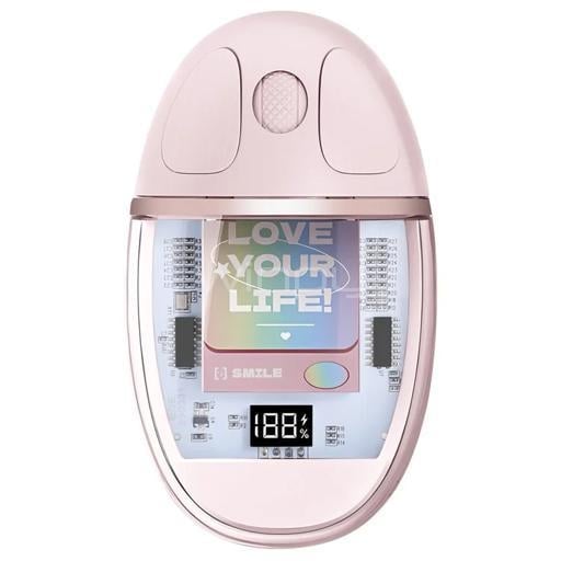 Mouse Inalámbrico Benwis Crystal (Bluetooth/Dongle USB, Rosado)