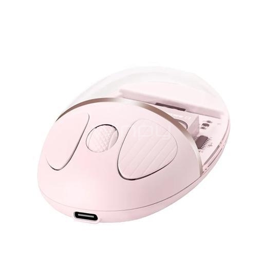 Mouse Inalámbrico Benwis Crystal (Bluetooth/Dongle USB, Rosado)
