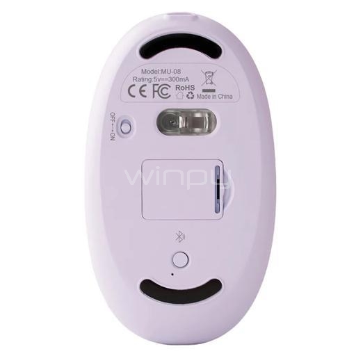 Mouse Inalámbrico Benwis Crystal (Bluetooth/Dongle USB, Púrpura)