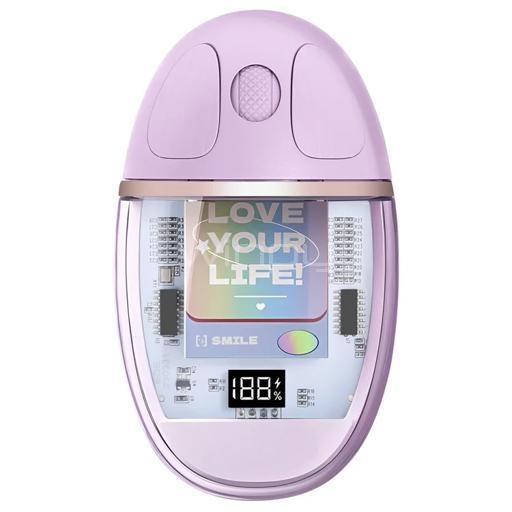 Mouse Inalámbrico Benwis Crystal (Bluetooth/Dongle USB, Púrpura)