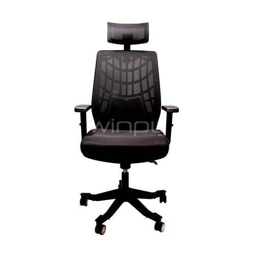 Silla de Oficina Clio Lyon con Reposabrazos (hasta 120kg, Negro)